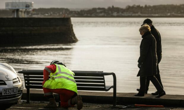 Broughty Ferry flood defence work underway.