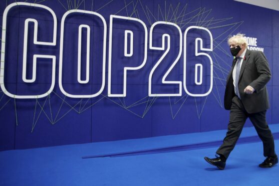 Prime Minister Boris Johnson at COP26 in Glasgow.