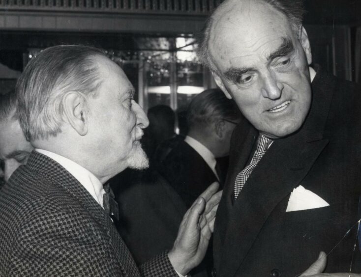 BBC Director-General Lord John Reith meets "Whisky Galore" author, Compton Mackenzie.