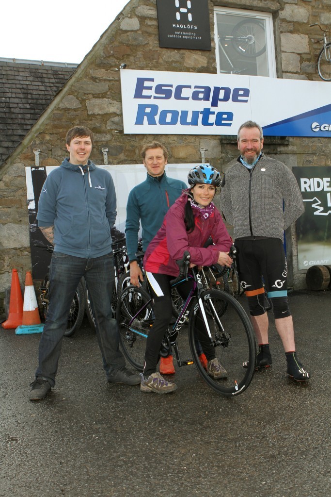 Gayle with (from left) Ciaran Bryce, Kevin Grant, owner of Escape Route, and Scot Tares.
