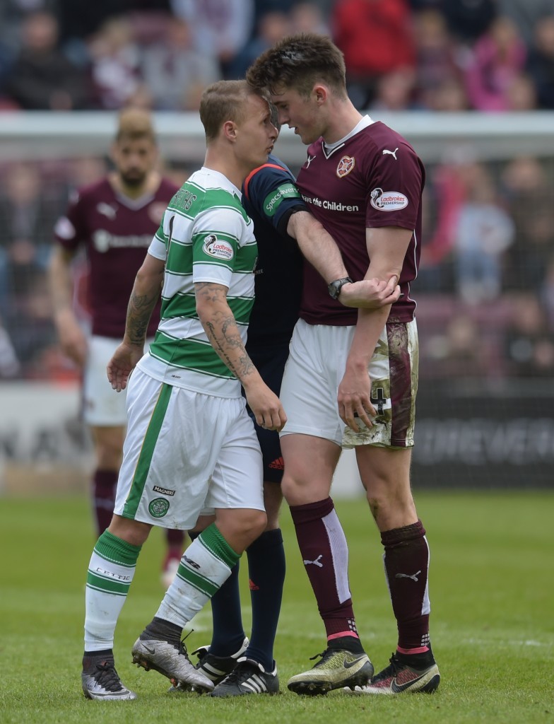 Leigh Griffiths and John Souttar square up.