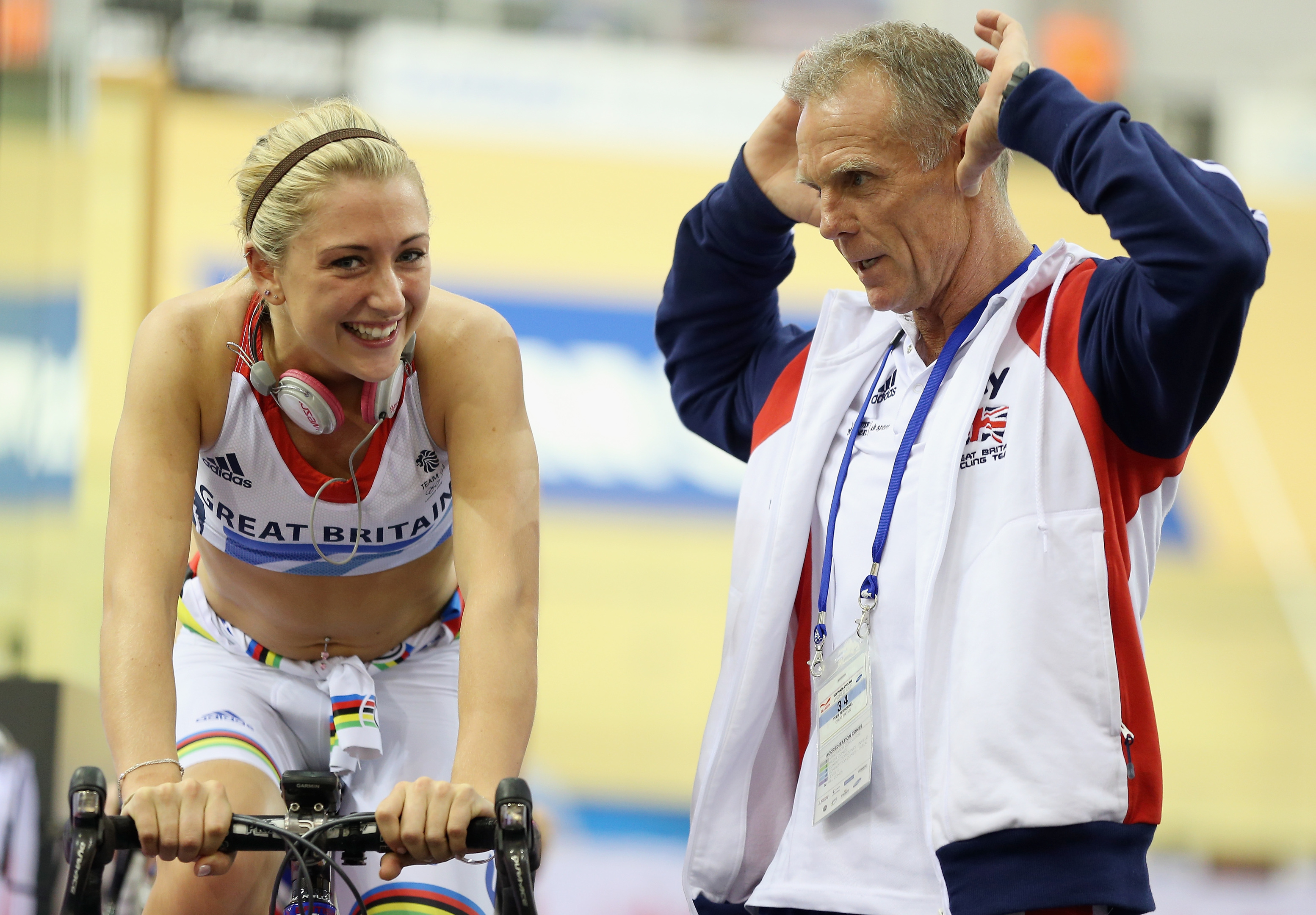 Shane Sutton with Laura Trott.