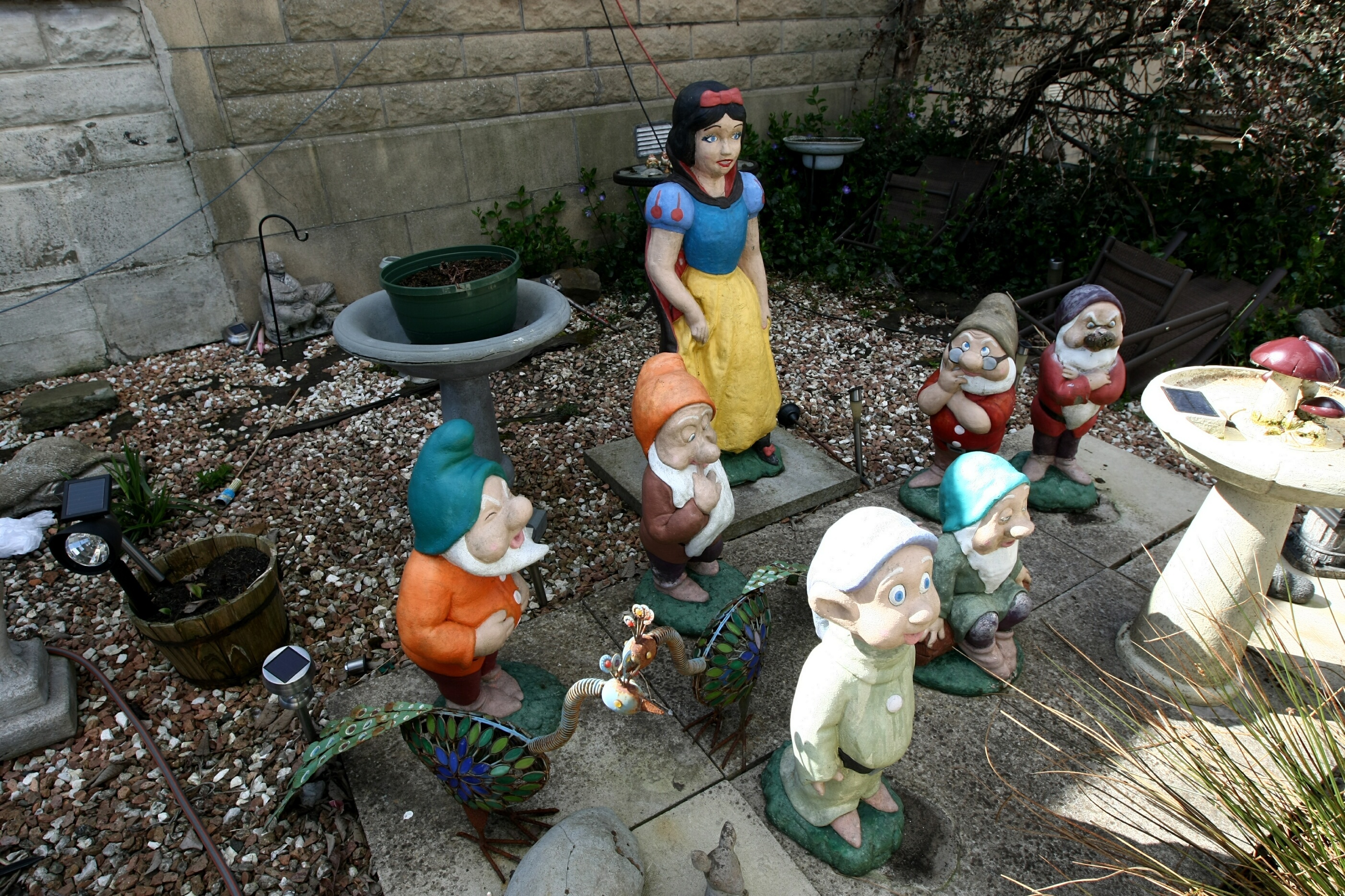 Snow White  has been left with only  six dwarfs after one was taken from Marion Benstead's garden.