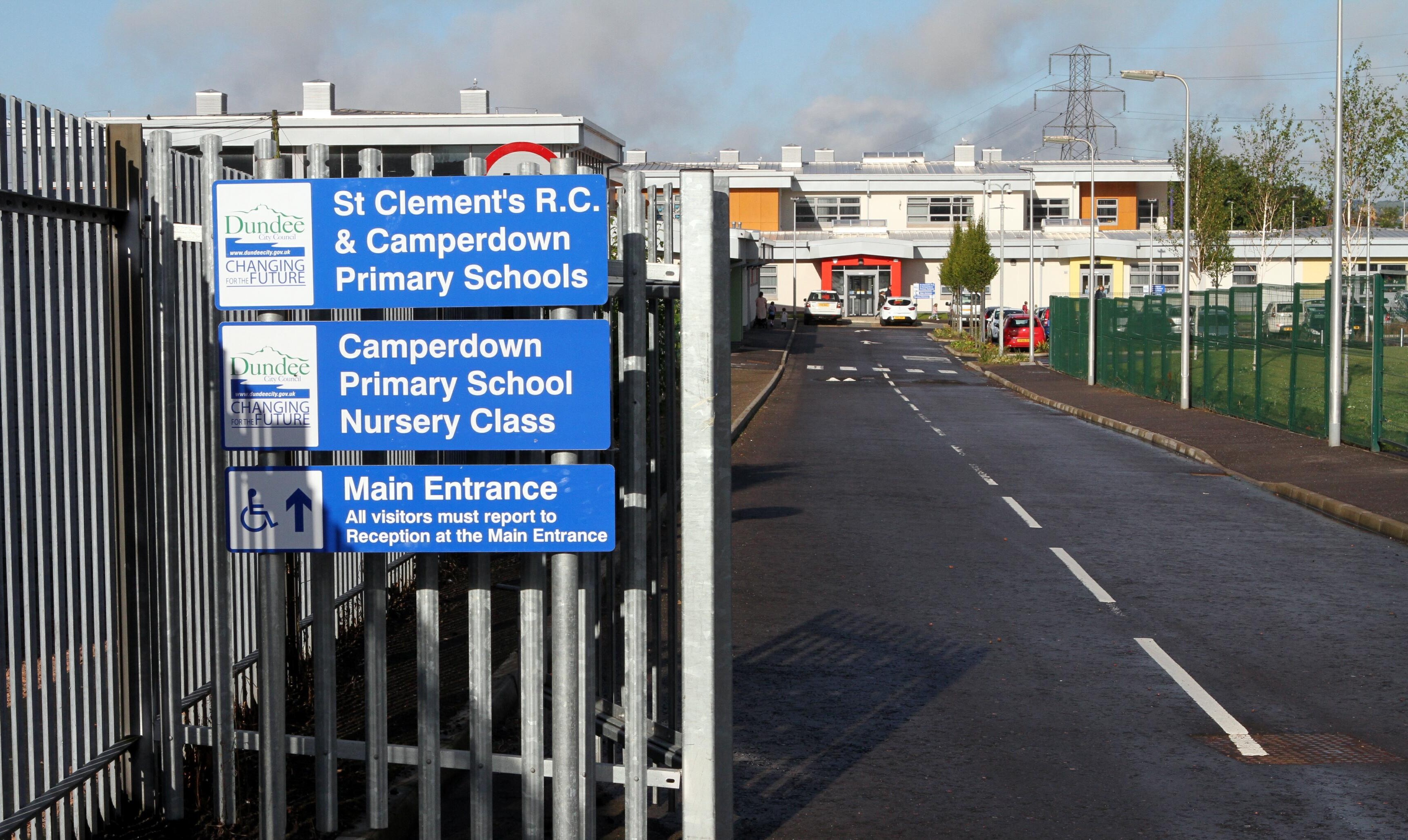 The entrance to St Clement's and Camperdown primary schools in Dundee, where the knife threat incident took place.