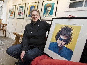 Mr McSpadyen with his image of Bob Dylan.