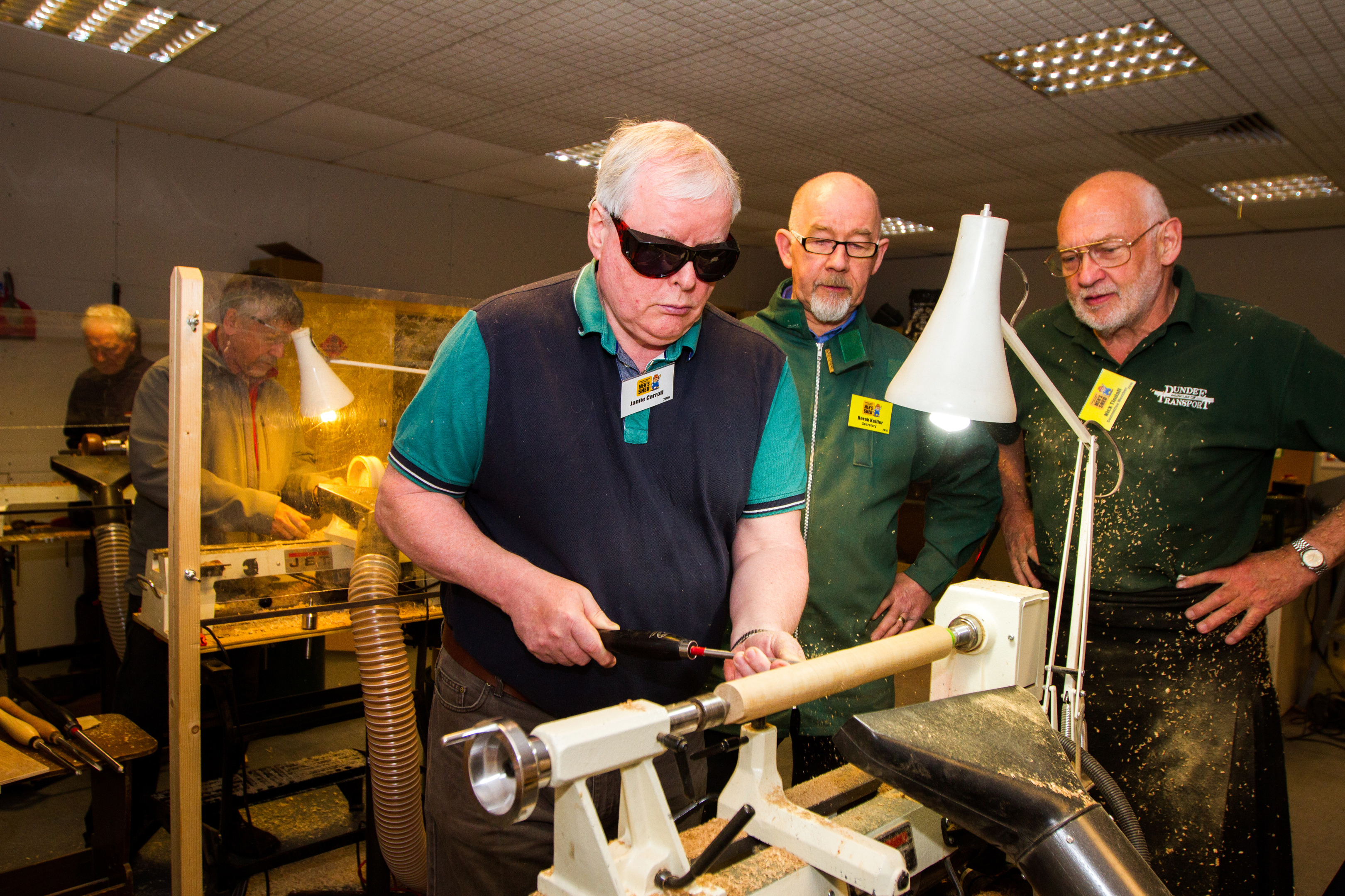 Jamie Carroll during a wood working session.