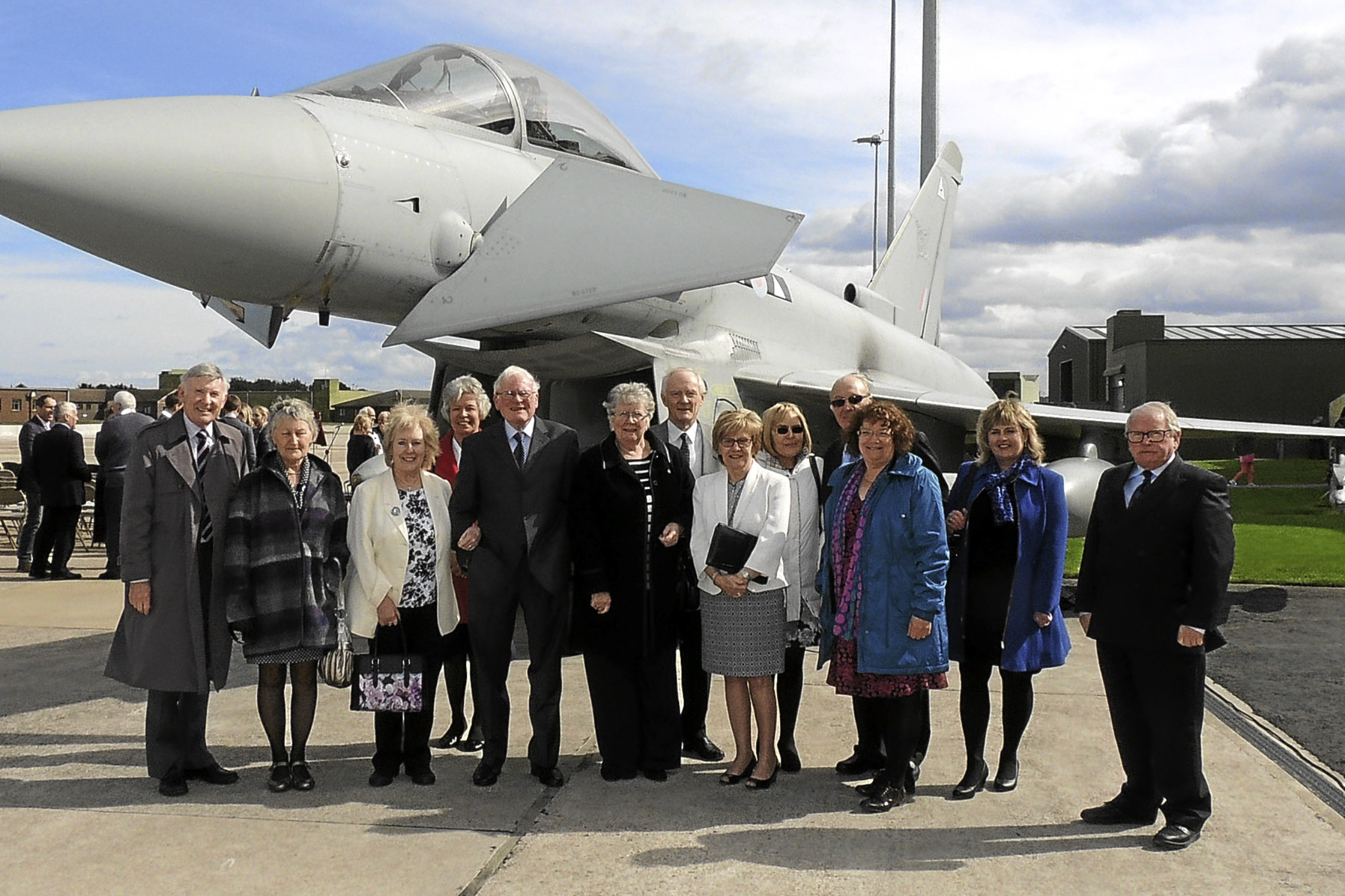 The Heritage Centre party with one of the squadron Typhoon aircraft.