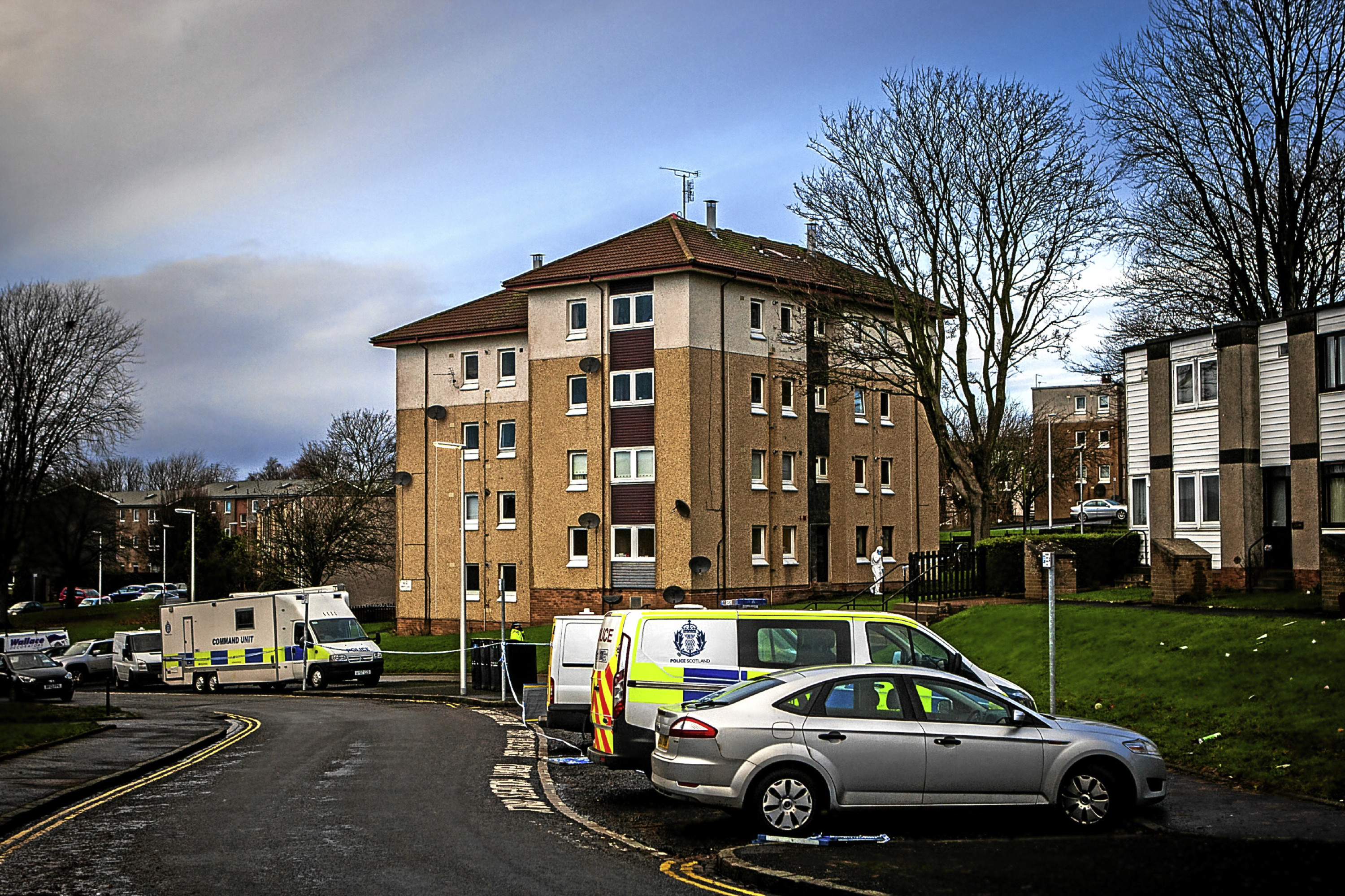 Police outside the Thurso Crescent close.