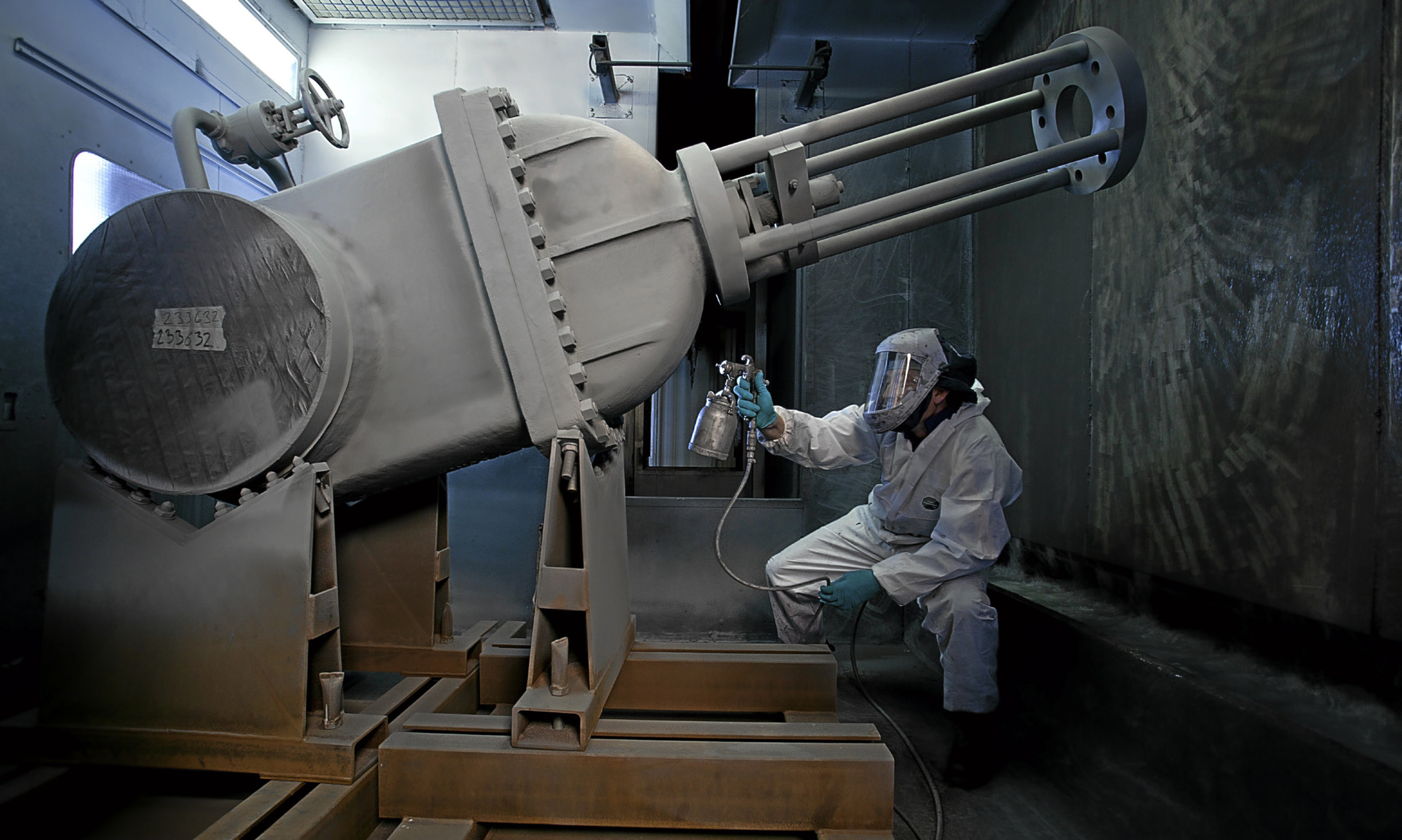 A Weir Group contractor in the coatings shop