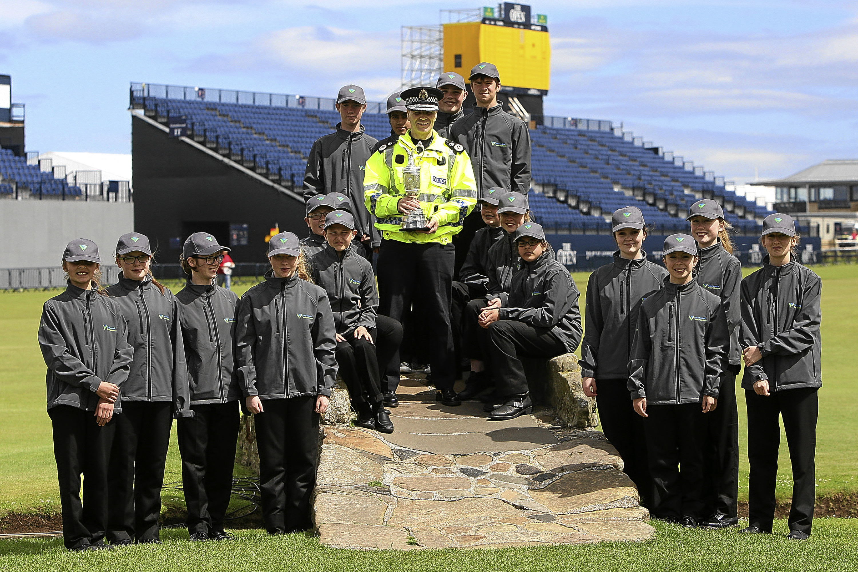 Some of the youngsters involved in the Police Scotland Youth Volunteer Scheme at the Old Course in St Andrews.