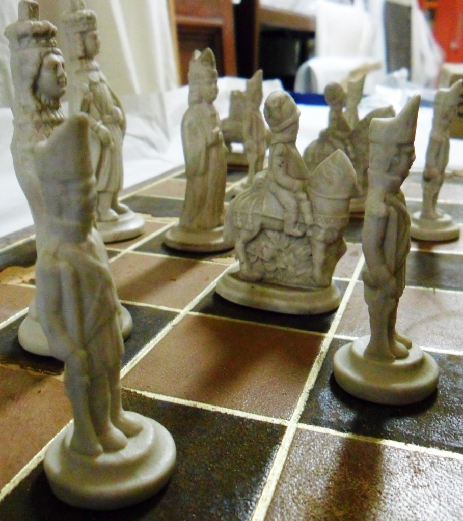 An ornate chess board stored at the museum.