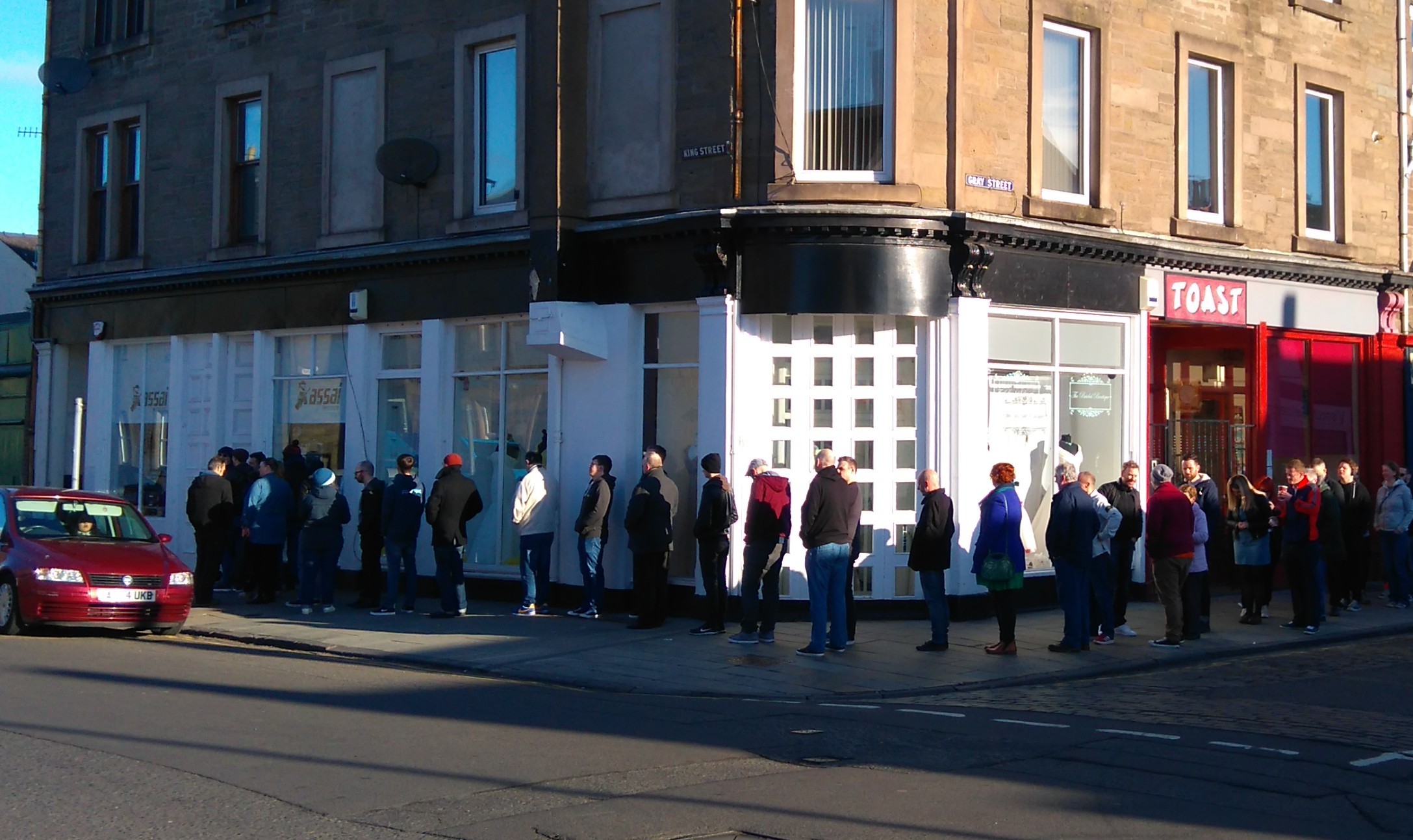 Vinyl fans queuing up outside Assai in Broughty Ferry.