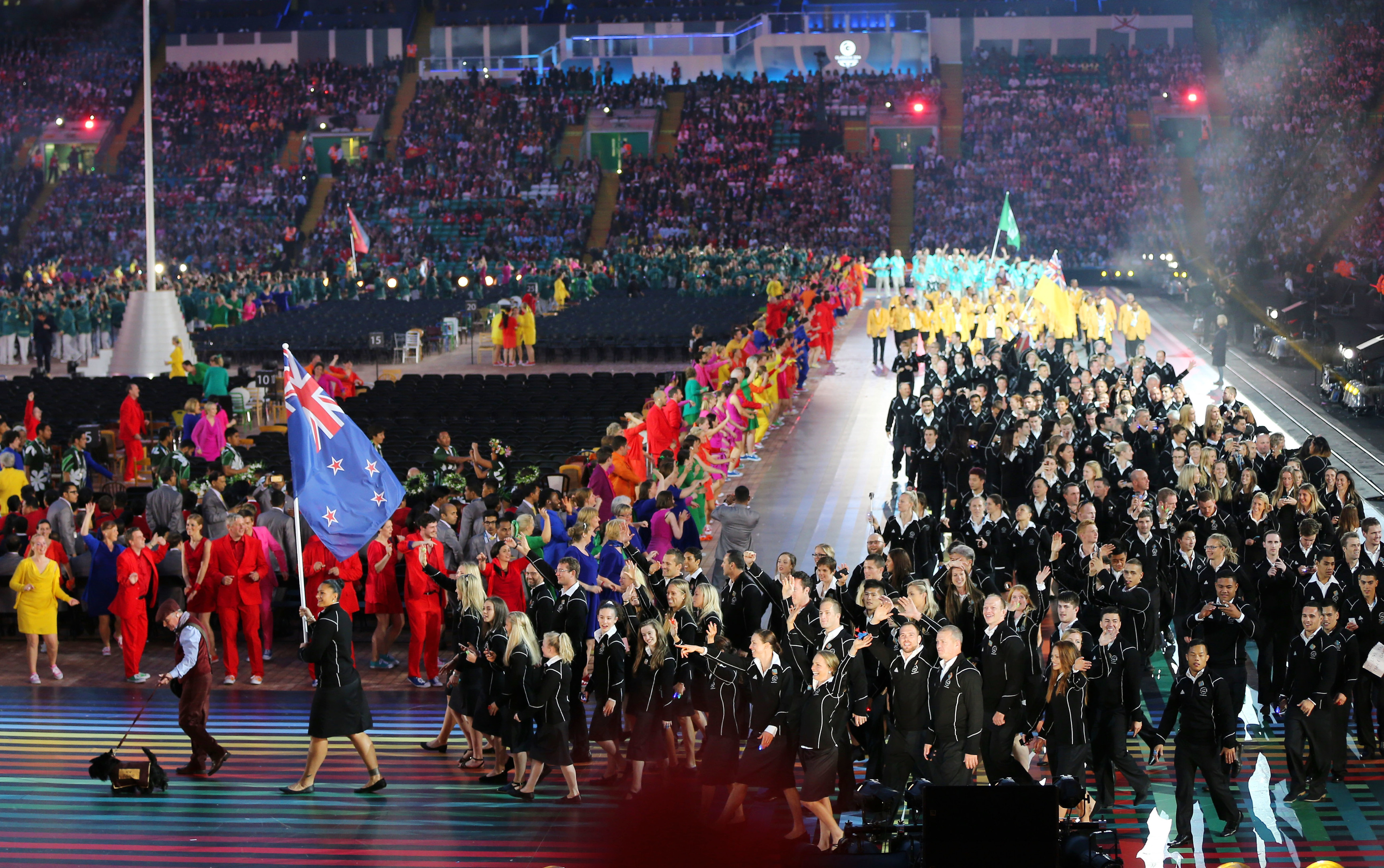 The New Zealand athletes during the opening ceremony for the Glasgow 2014 Commonwealth Games at Celtic Park.