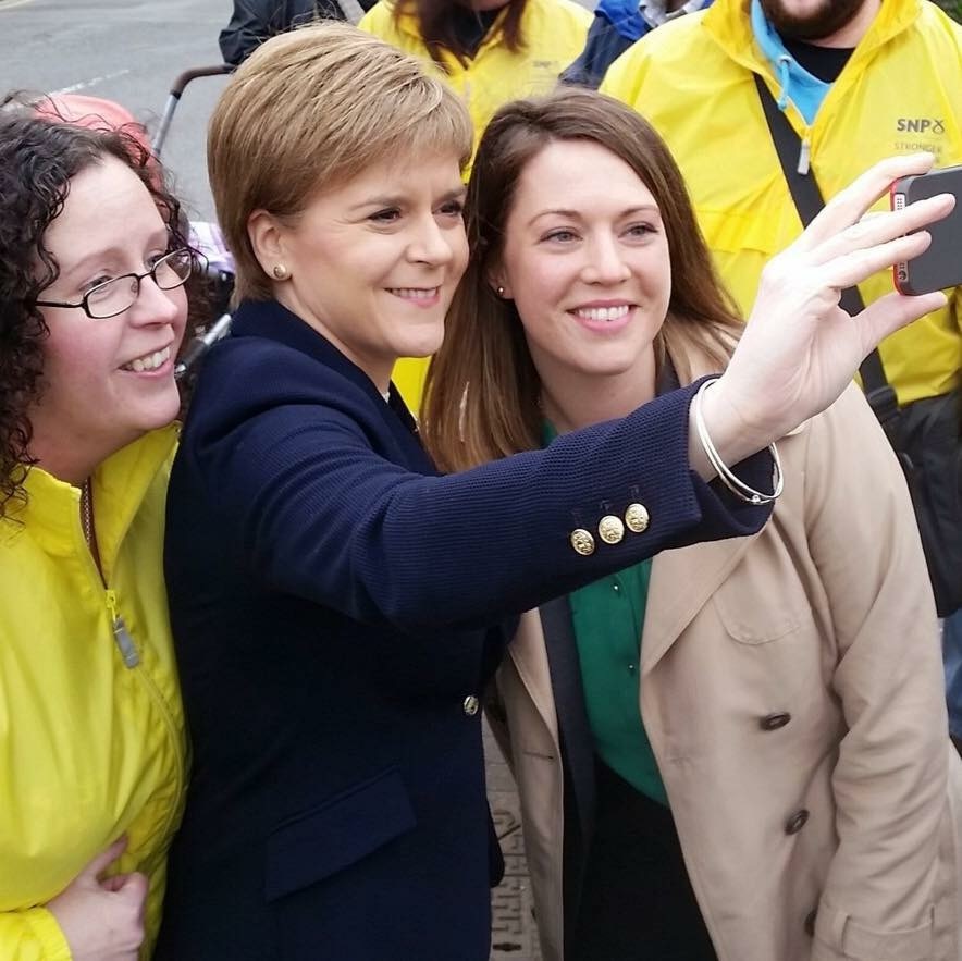 Jenny Gilruth poses for a selfie with Nicola Sturgeon