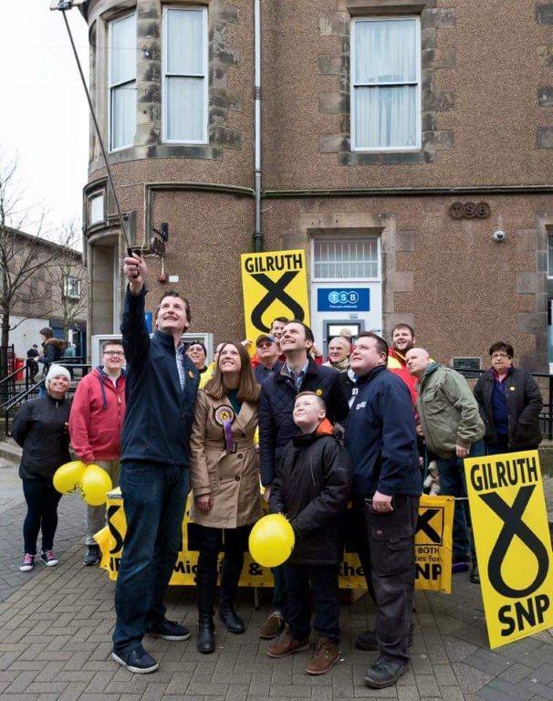 Jenny Gilruth with supporters, including North East Fife MP Stephen Gethins