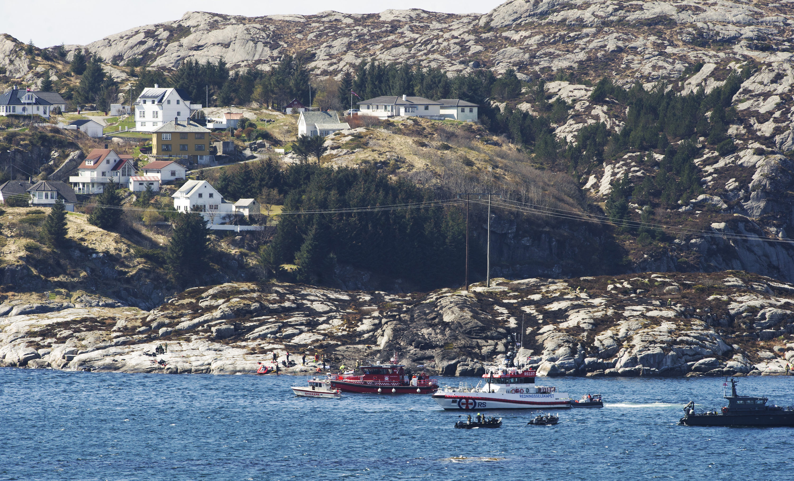 A search and rescue vessel patrols off the island of Turoey in Norway.