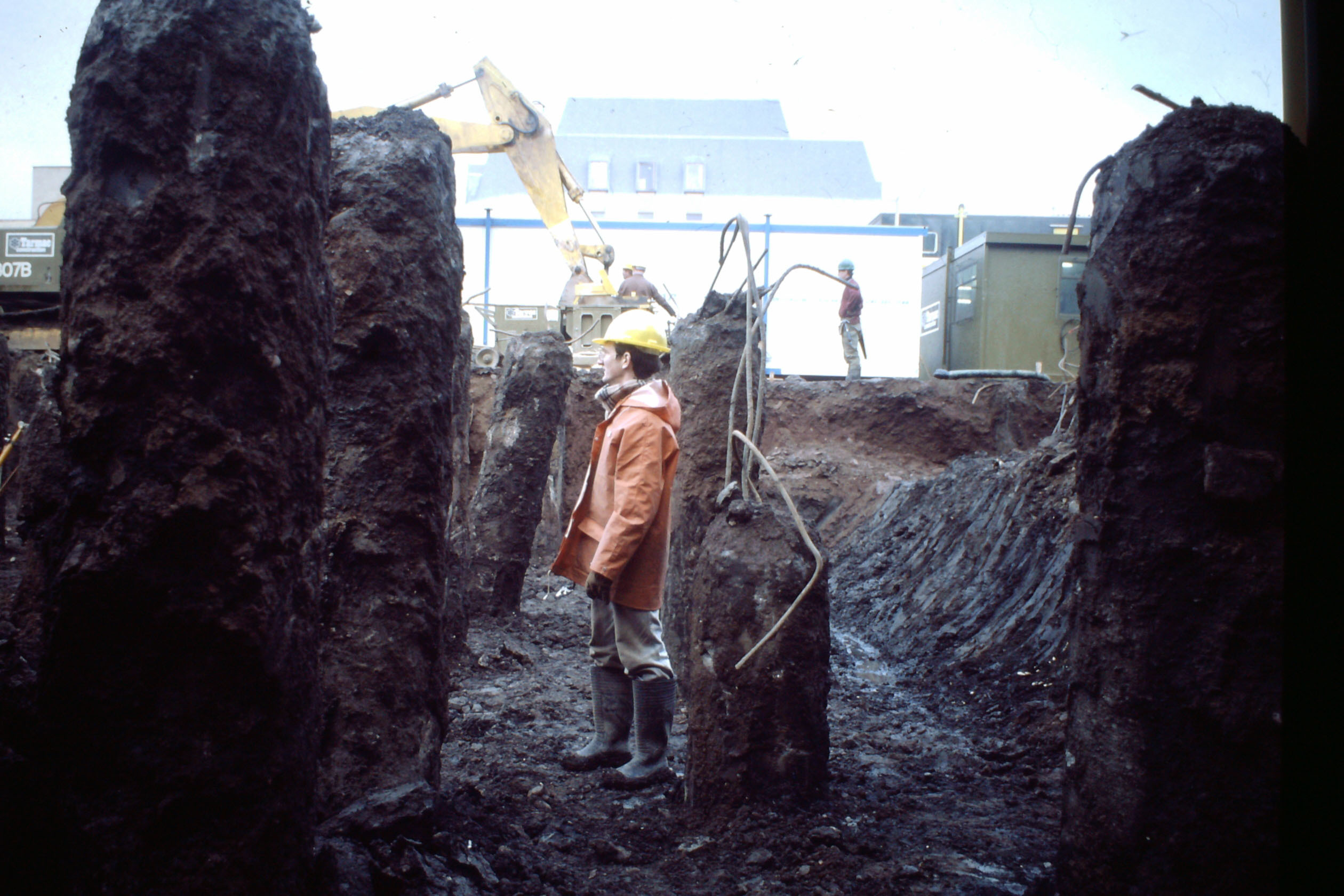 An archaeologist surveys the dig at the St John's Shopping Centre site