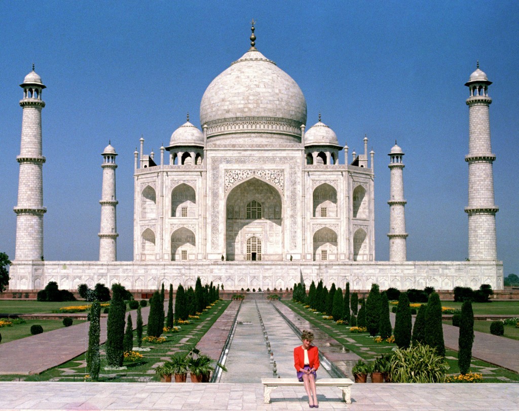 Princess Diana at the Taj Mahal in 1992.