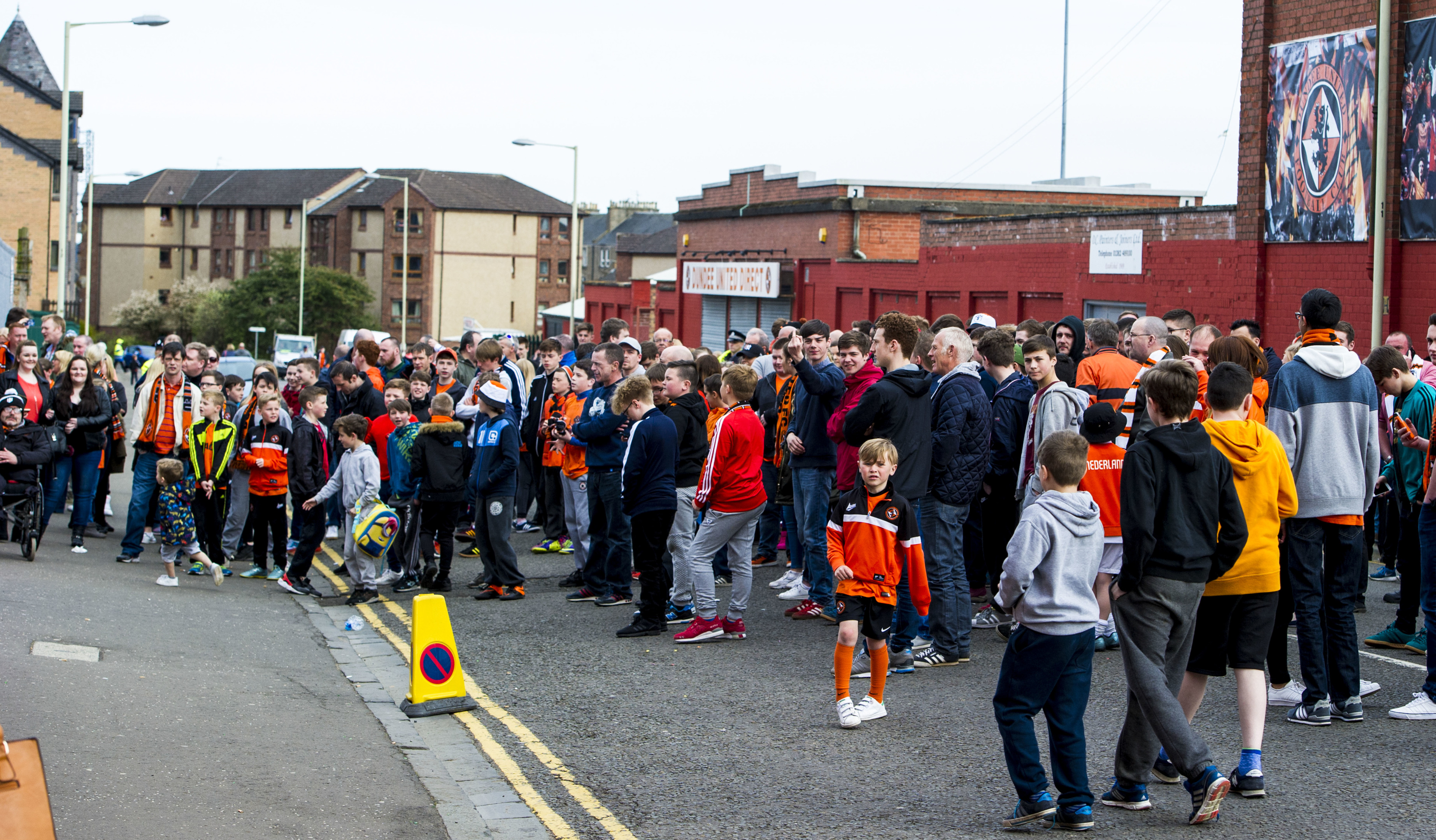 Dundee United fans protesting outside Tannadice on Sunday.