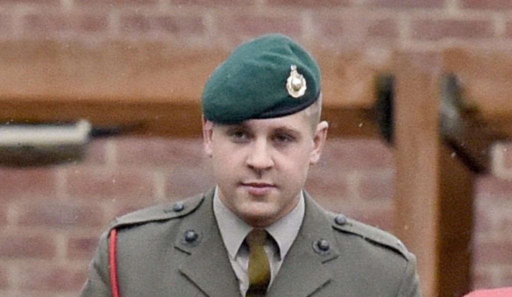 Pictured: Defendant Marine Ian Tennet at Portsmouth Court Martial. A Marine accused of ill-treating a subordinate during an alleged initiation ceremony today told a court martial he did feed new recruits chilli and cinnammon powder - but only in a bid to help them win a drinking game. Marine Ian Tennet, 32, said he only arrived at the quadrangle, where the event he called a 'joining run' was taking place, after it had started. Marine Tennet, a lance corporal at the time, said he played a 'sober, supervisory' role, was simply there as a "helping hand" to "his lads" and was not one of the organisers of the event. The 32-year-old, of South Shields, allegedly ill-treated subordinate Carlo Nicholson, who joined the 45 Commando, based in Royal Marine Condor, in Arbroath, Scotland, in November 2013. SEE OUR COPY FOR DETAILS. © Solent News & Photo Agency UK +44 (0) 2380 458800