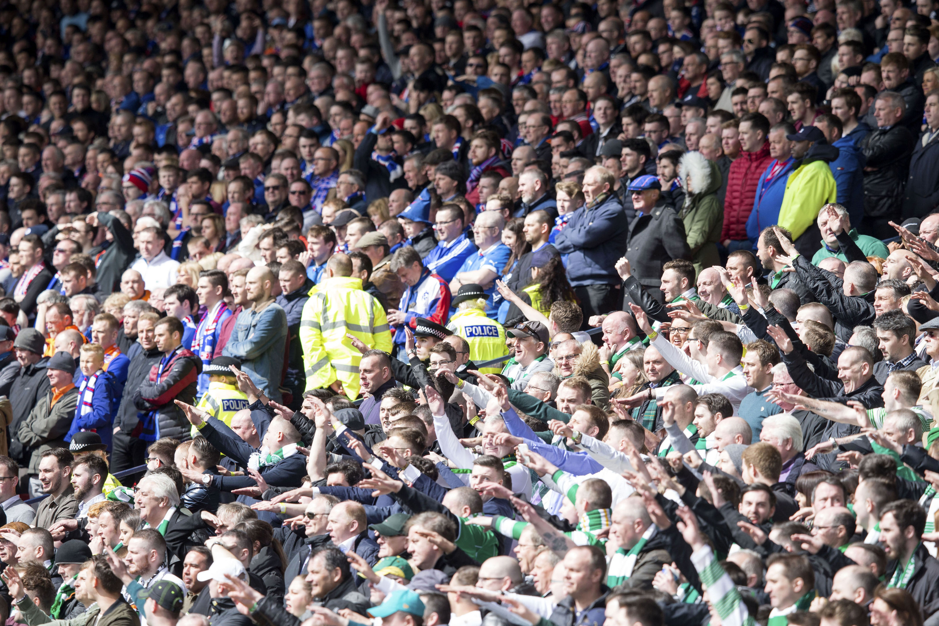 Opposing Old Firm fans at Hampden.