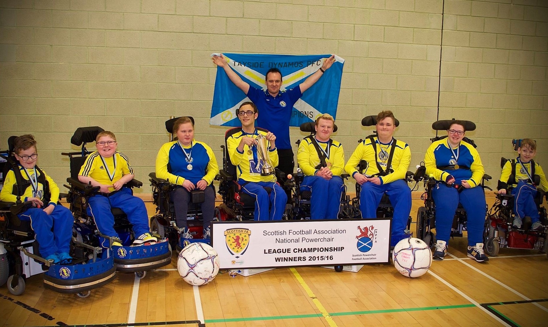 Tayside Dynamos celebrate their victory.