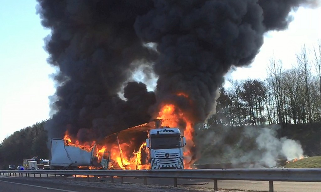 The fire broke out on the A92 in Fife.