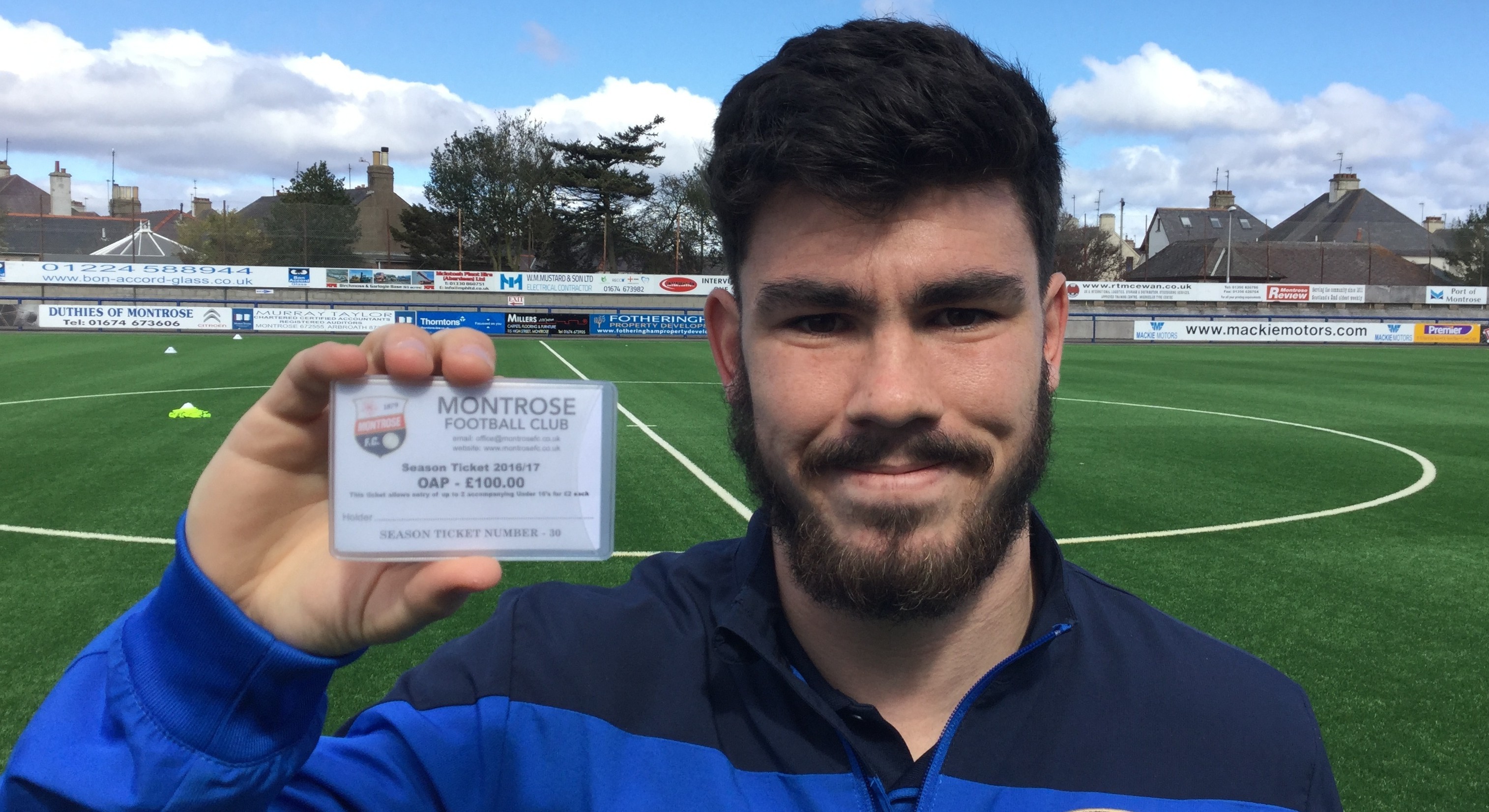Montrose player Andrew Steeves with the new season ticket.