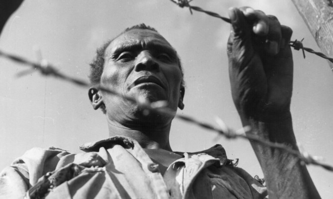 An imprisoned Mau Mau soldier in Kenya.