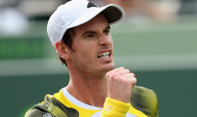 of  plays a hand against  of  during their third round match at the Sony Open at Crandon Park Tennis Center on March 25, 2013 in Key Biscayne, Florida.