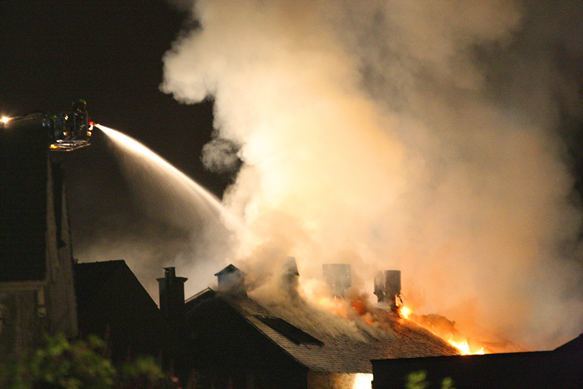 Kris Miller, Courier, 10/08/10, News. Picture tonight shows fire at Strathmartine Hospital, Dundee.