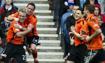 Johnny Russell (left) and Craig Conway (second from right) during their time together with Dundee United.