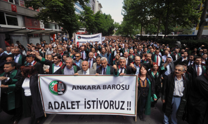 Tens of thousands of activists have taken part in anti-government protests across Turkey.