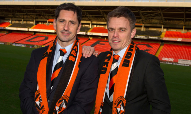 Jackie McNamara and Simon Donnelly after joining United in January.