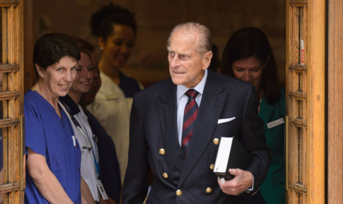 Prince Philip after being discharged from the London Clinic.