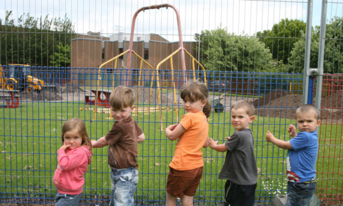 Nowhere to play: Raia Florence, 2, Seth Law, 4, Kimberley Butler, 5, Joey Wilson, 5, and Shaun Grant, 3.