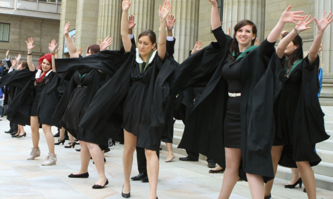 The students celebrate in style.