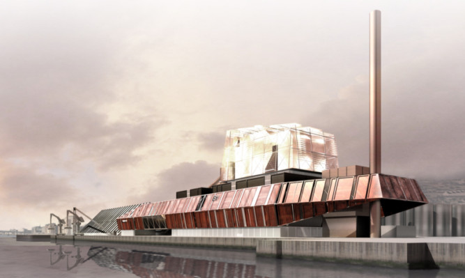 An artists impression of how the biomass plant proposed for Dundee would look.