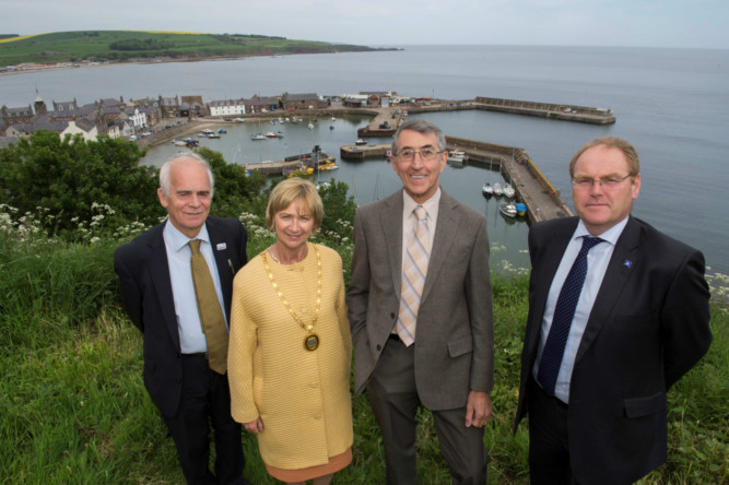 rea vice-chairman Peter Bellarby, Provost Jill Webster, area chairman Carl Nelson and area manager Willie Munro during their visit to the Mearns.