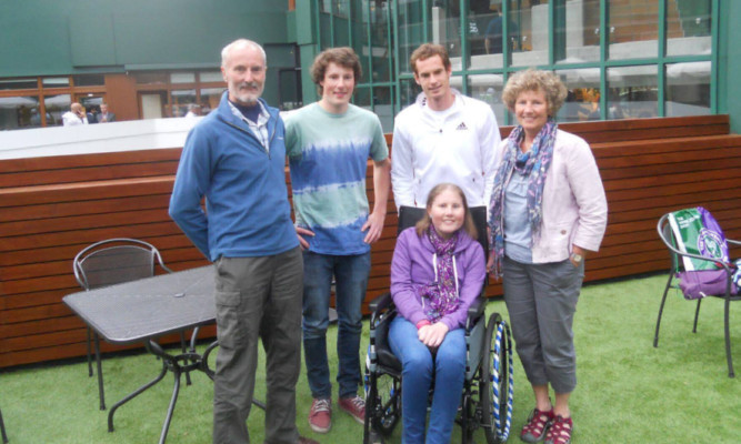 Esme was accompanied on her trip to meet Andy Murray by her mother Anne, brother Calum and Annes husband, Dave.