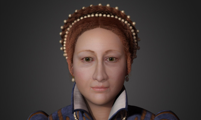 A computer generated image of what the face of Mary, Queen of Scots, as she would have looked at the time of her reign.