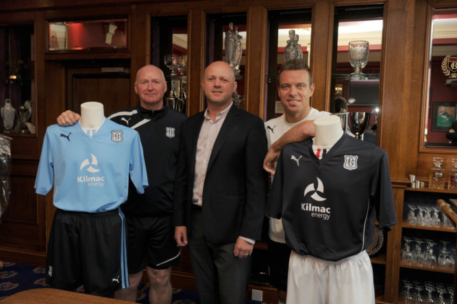 John Brown and Gavin Rae with Kilmac Energy managing director Richard Kilcullen at the launch of the new strips.