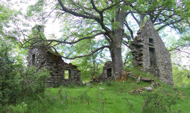 The ruins of Old Lawers village, which lies on the banks of Loch Tay.