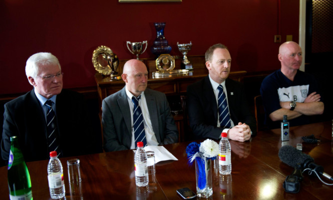 Ian Crighton, second left, with, from left, Dave Forbes, Scot Gardiner and John Brown.