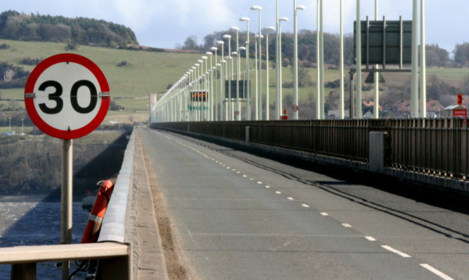 Kris Miller, Courier, 16/04/13. Picture today shows the Tay Road Bridge which was closed for the afternoon due to high winds.