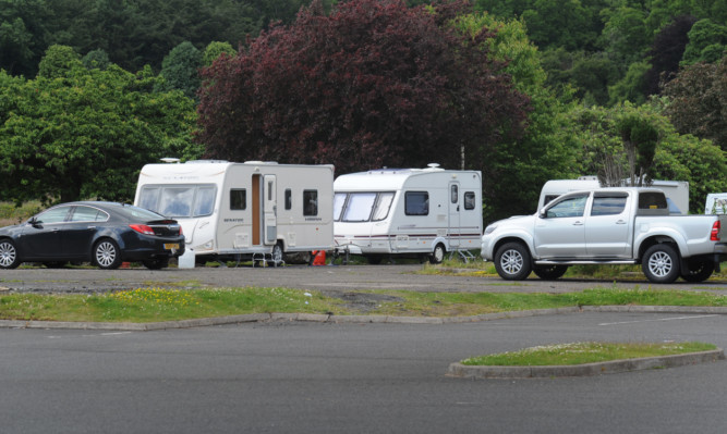 The waste ground next to the Dundee Ice Arena where the Travellers have set up camp.