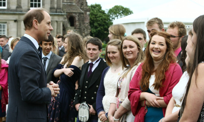 The Earl of Wessex chats with the group from Dundee City Council.