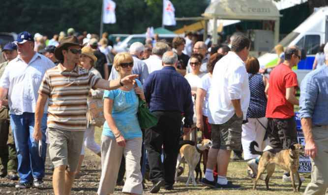 Crowds enjoying the fine weather on Sunday.