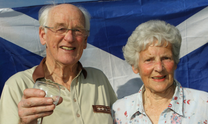 Andy Murray's proud grandparents Roy and Shirley at the Dunblane Tennis Club on Sunday.