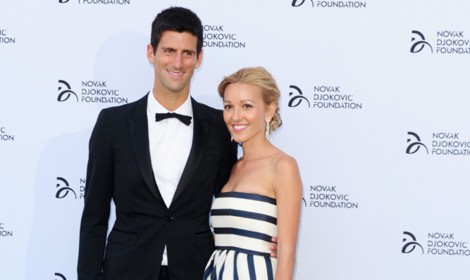 Novak Djokovic and girlfriend Jelena Ristic arriving for the dinner.